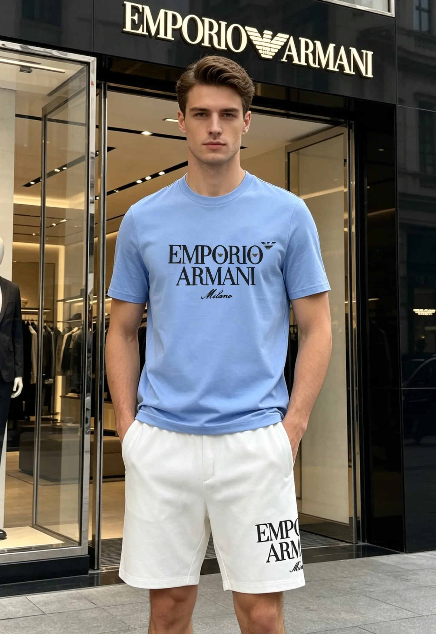 195。 190 ⚜️ Emporio Armani Original ～ . Same Style❤️ . ！ . ！ Premium . Breathable. . . ， OK. ！ ：Black.White.Dark Blue.Sizes：M-3XL/29-36 ❗️（S 4XL ！）175/140 L